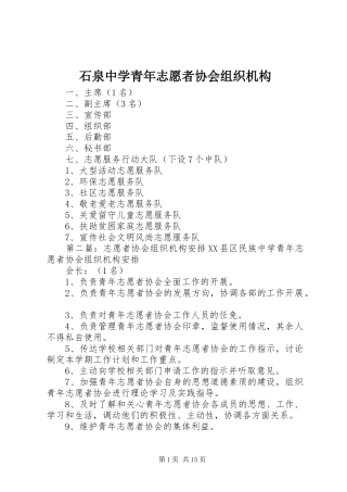 2024年石泉中学青年志愿者协会组织机构