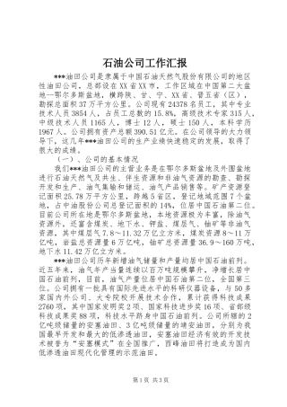 2024年石油公司工作汇报