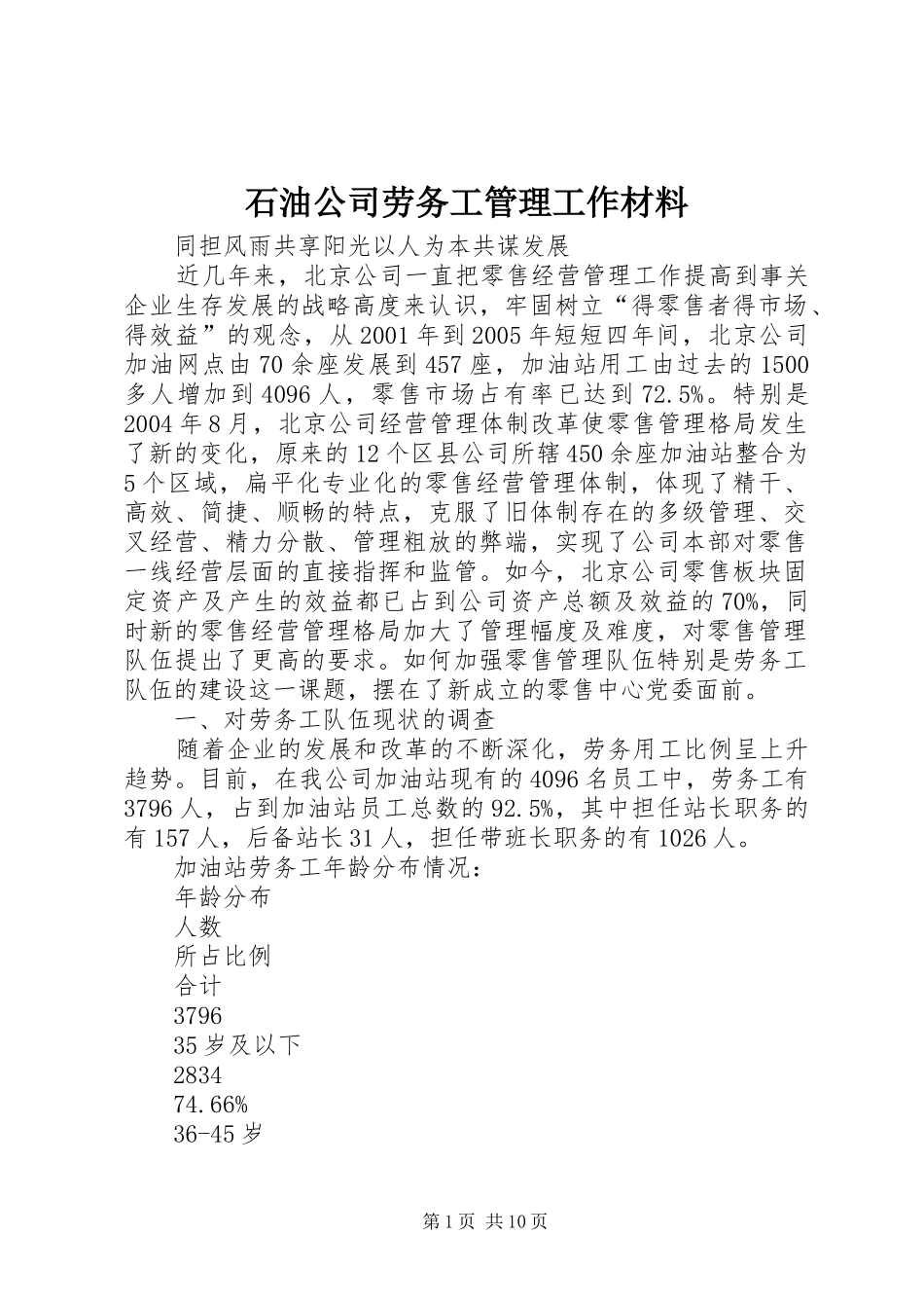 2024年石油公司劳务工管理工作材料_第1页