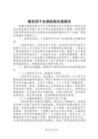 2024年落实四个长效机制自查报告