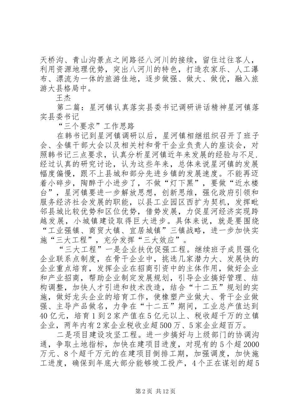 2024年落实县委书记到八河川调研重要致辞精神_第2页