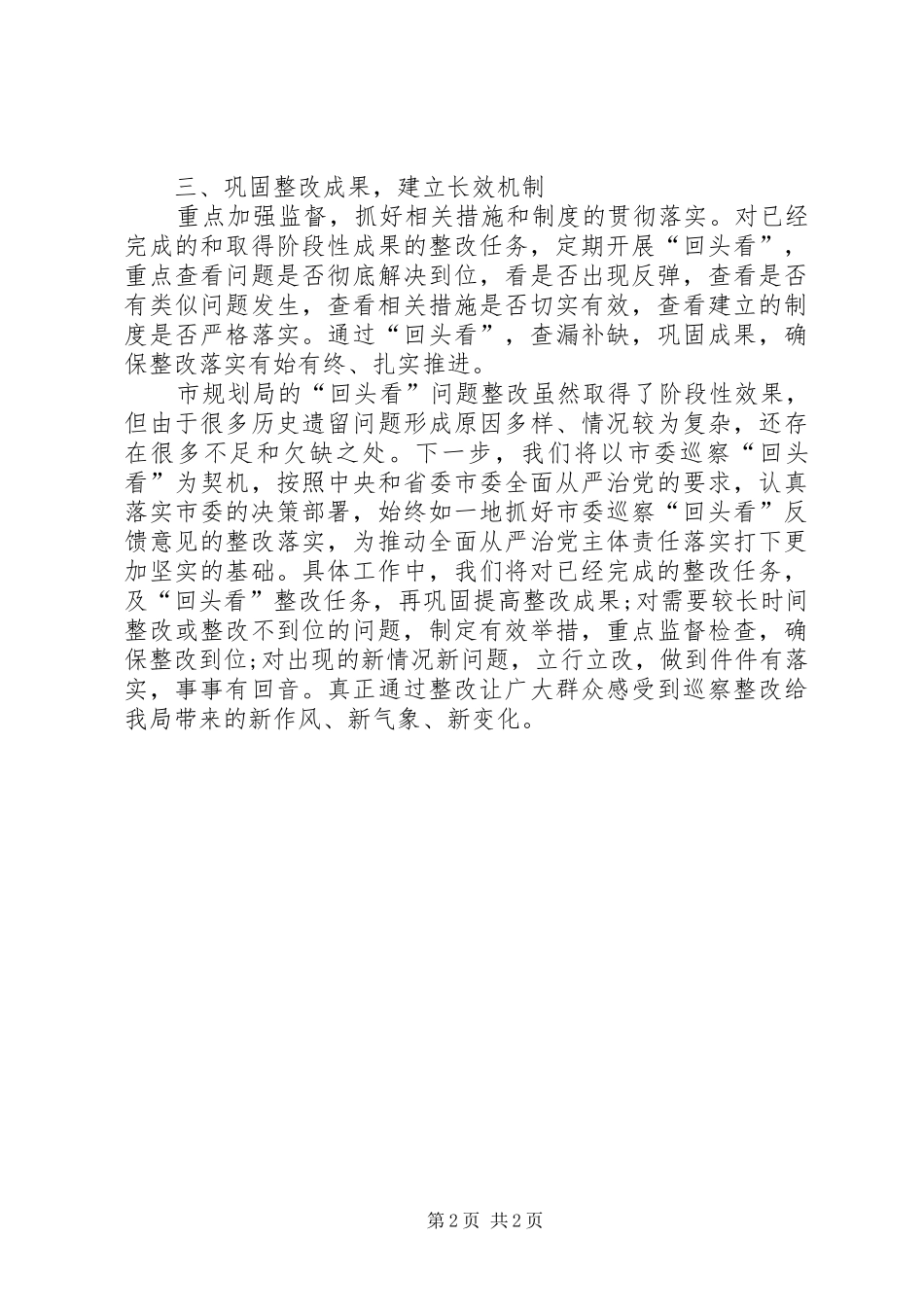2024年落实巡察反馈意见整改回头看情况报告_第2页