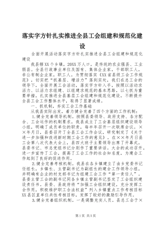 2024年落实字方针扎实推进全县工会组建和规范化建设