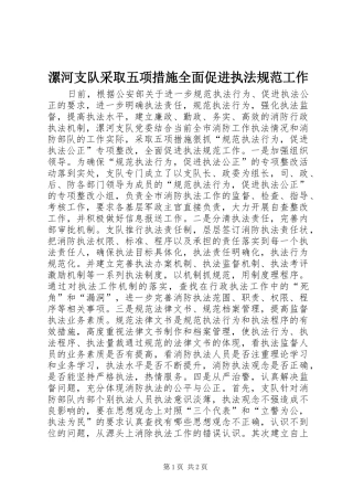 2024年漯河支队采取五项措施全面促进执法规范工作