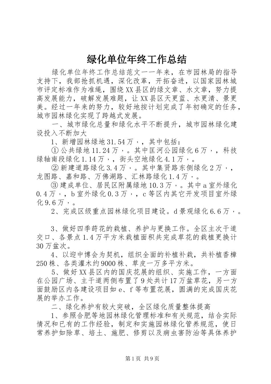 2024年绿化单位年终工作总结_第1页