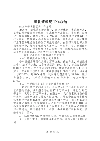 2024年绿化管理局工作总结
