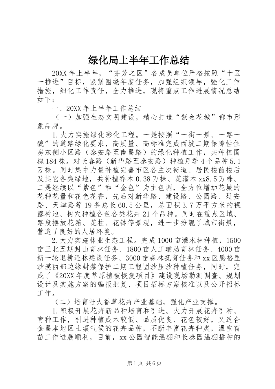 2024年绿化局上半年工作总结_第1页