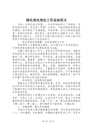 2024年绿化美化亮化工作总结范文