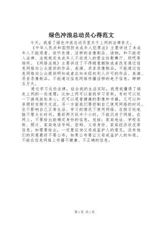 2024年绿色冲浪总动员心得范文