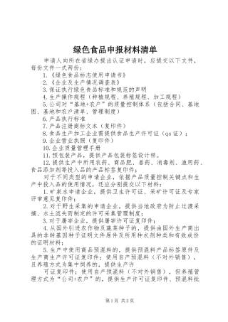 2024年绿色食品申报材料清单