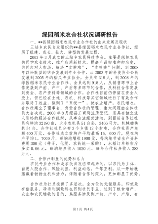 2024年绿园稻米农合社状况调研报告