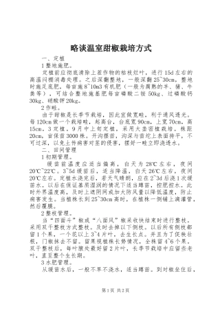 2024年略谈温室甜椒栽培方式