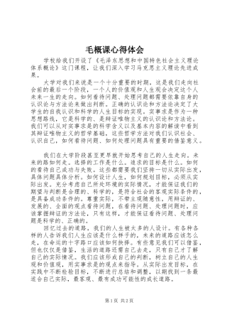 2024年毛概课心得体会