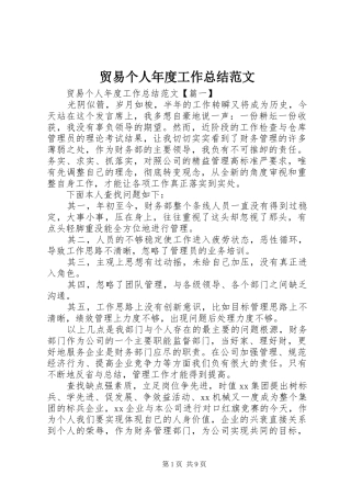 2024年贸易个人年度工作总结范文