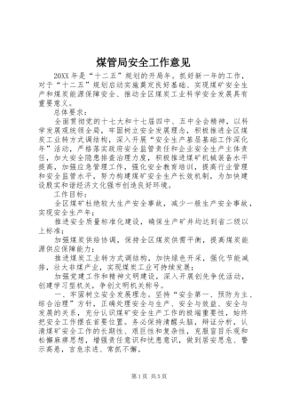 2024年煤管局安全工作意见