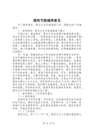 2024年煤焦节能减排意见