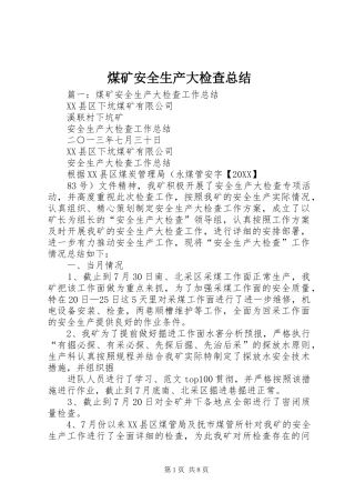 2024年煤矿安全生产大检查总结
