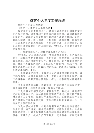 2024年煤矿个人年度工作总结