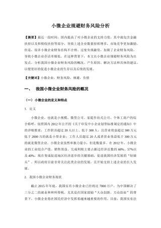 小微企业规避财务风险分析研究  会计学专业