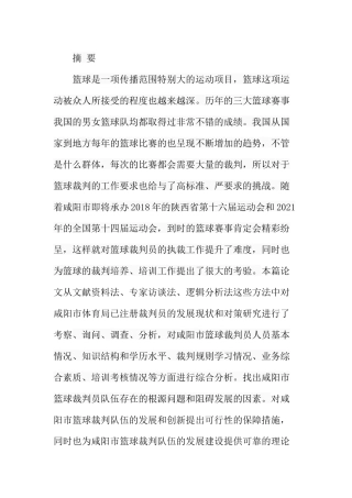 市篮球裁判的发展现状与对策研究分析  体育运动专业