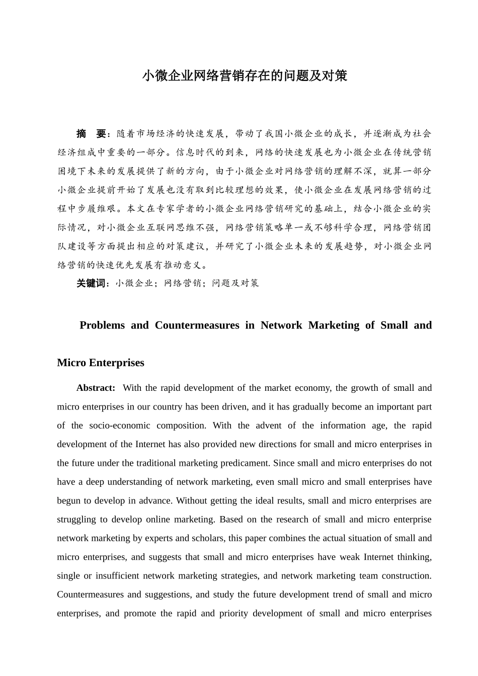 小微企业网络营销存在的问题及对策研究分析 市场营销专业_第2页