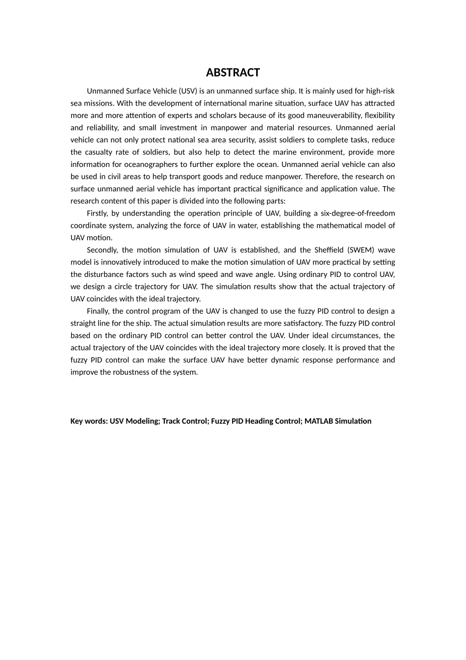 无人艇建模航迹控制模糊PID航向控制MATLAB仿真分析研究 机械制造专业_第2页