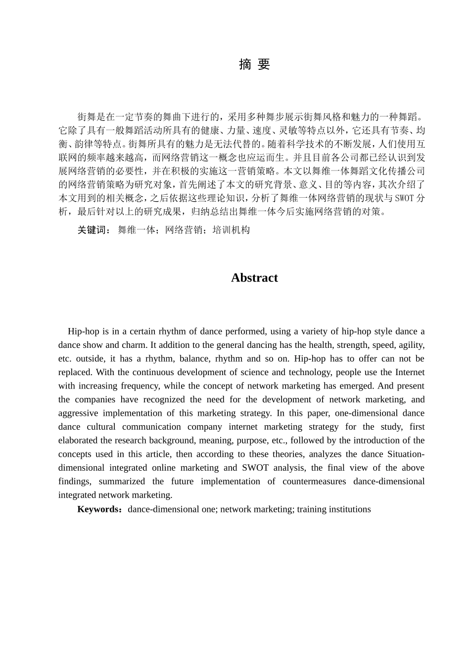 舞维一体舞蹈文化传播公司的网络营销策略分析研究  市场营销专业_第3页