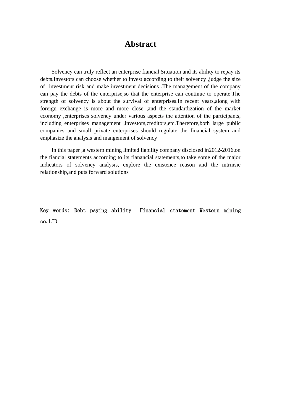 西部矿业有限责任公司的偿债能力分析及提升分析研究 会计学专业_第3页