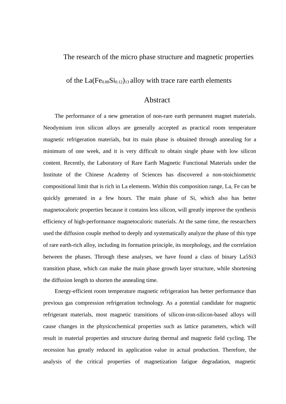稀土元素对La(Fe0.88Si0.12)13合金相结构及磁相变行为的影响分析研究  材料学专业_第3页