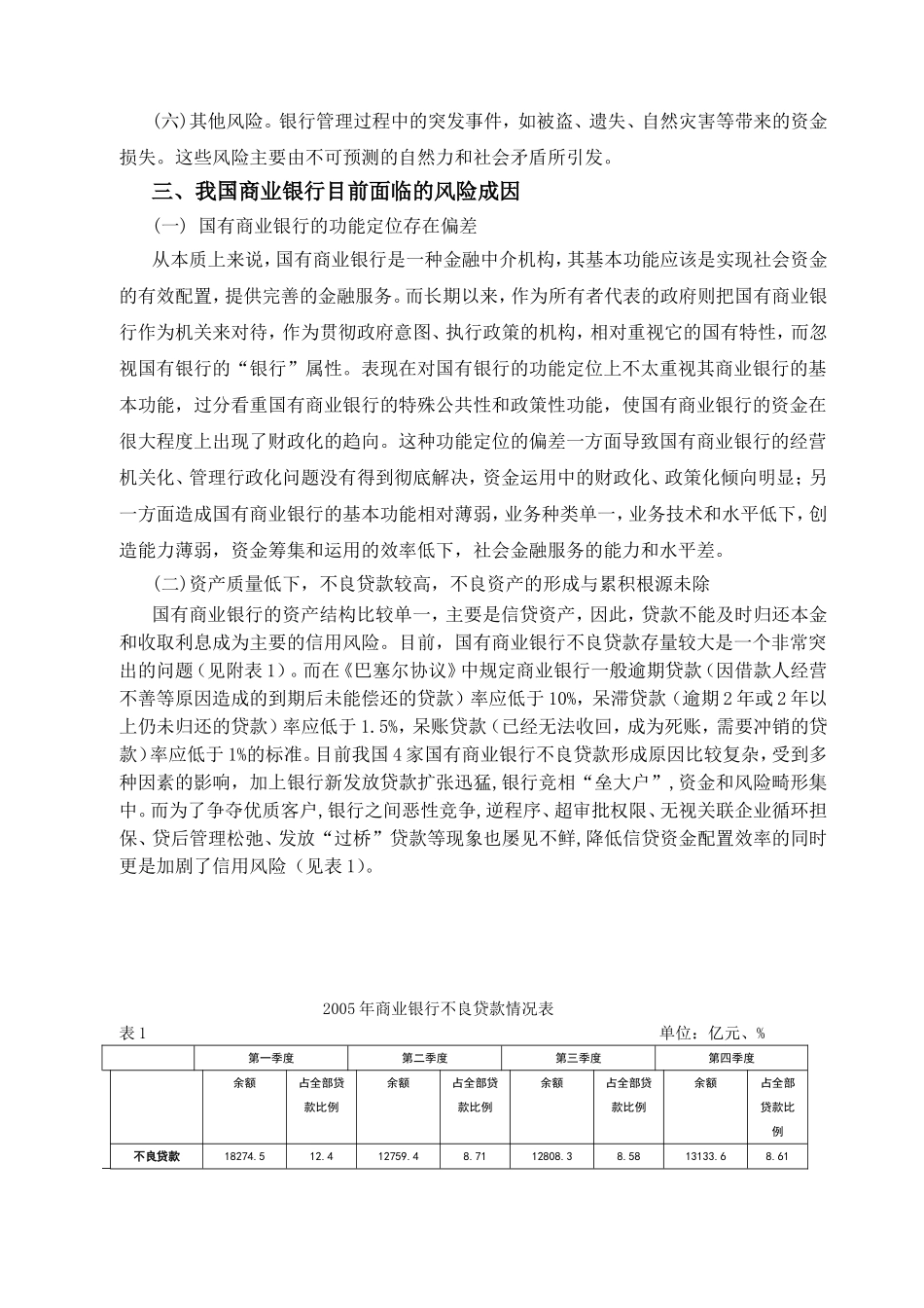 我国国有商业银行面临的风险与对策分析研究 财务管理专业_第3页