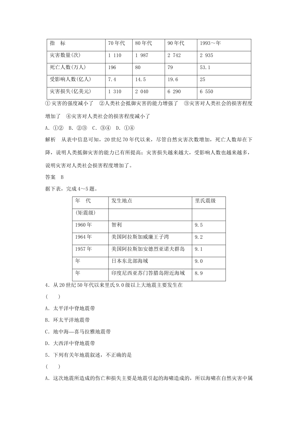 高中地理 3.1 自然灾害的地域差异每课一练 鲁教版选修5_第2页