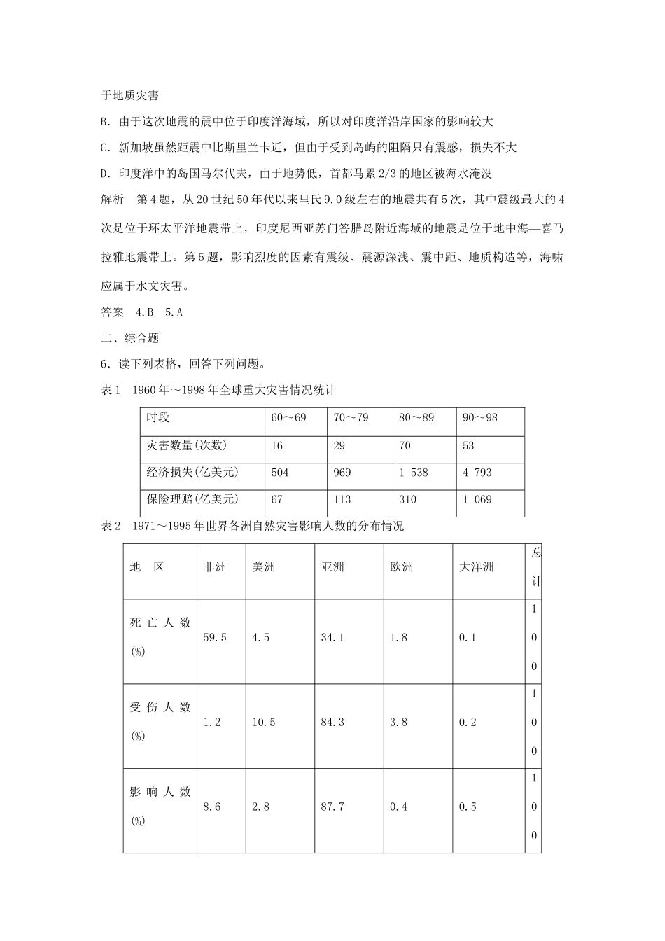 高中地理 3.1 自然灾害的地域差异每课一练 鲁教版选修5_第3页