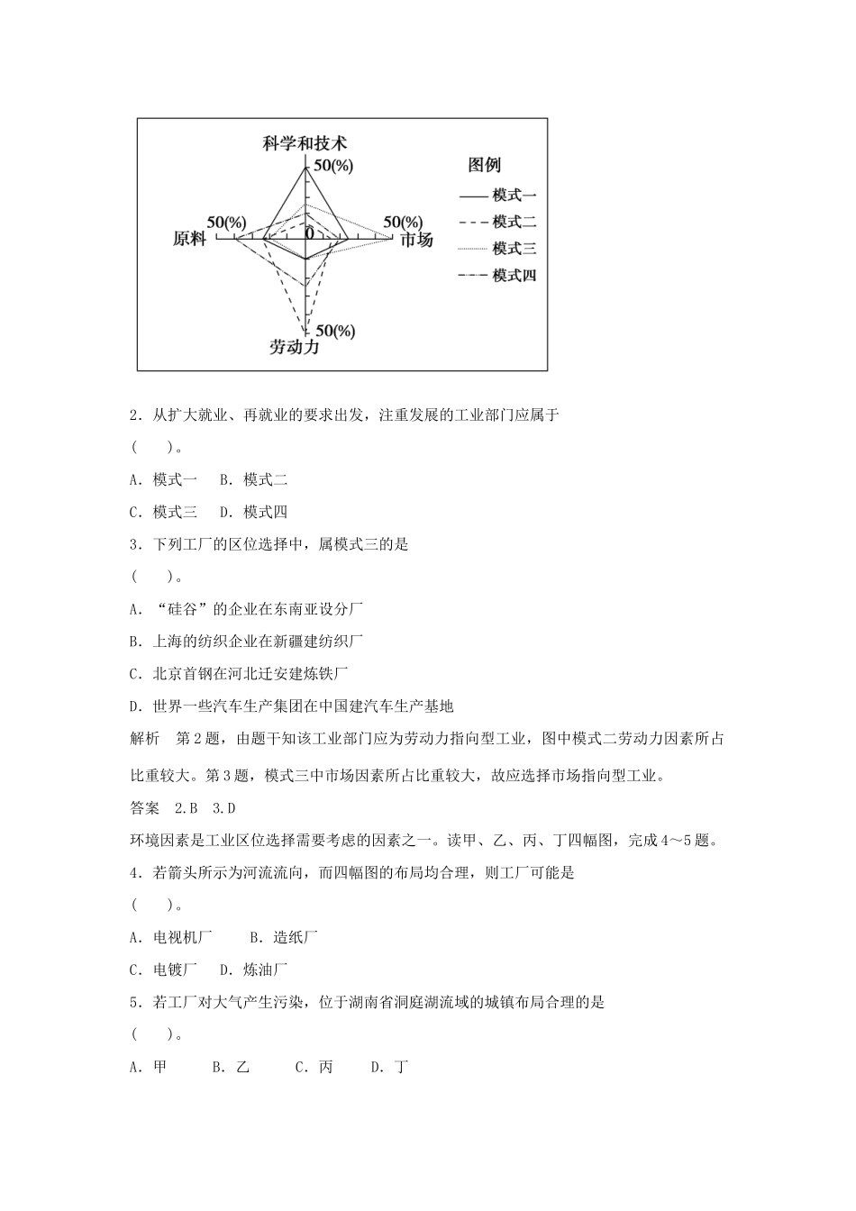 高中地理 3.2 工业区位同步训练 中图版必修2_第2页