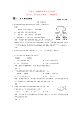 高中生物 第5章 第3节ATP的主要来源 细胞呼吸活页规范训练 新人教版必修1 