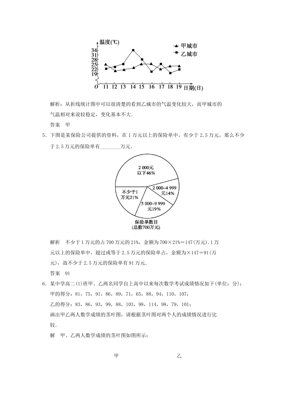 高中数 1-3统计图表同步检测 北师大版必修3_第2页