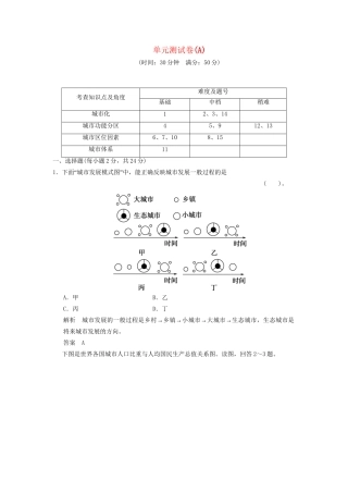 高中地理 第二单元 城市与地理环境单元测试卷(A) 鲁教版必修2