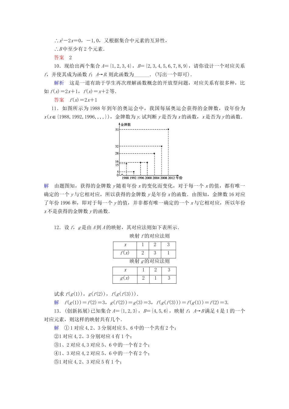 高中数 2.3映射的概念同步训练 苏教版必修1_第3页