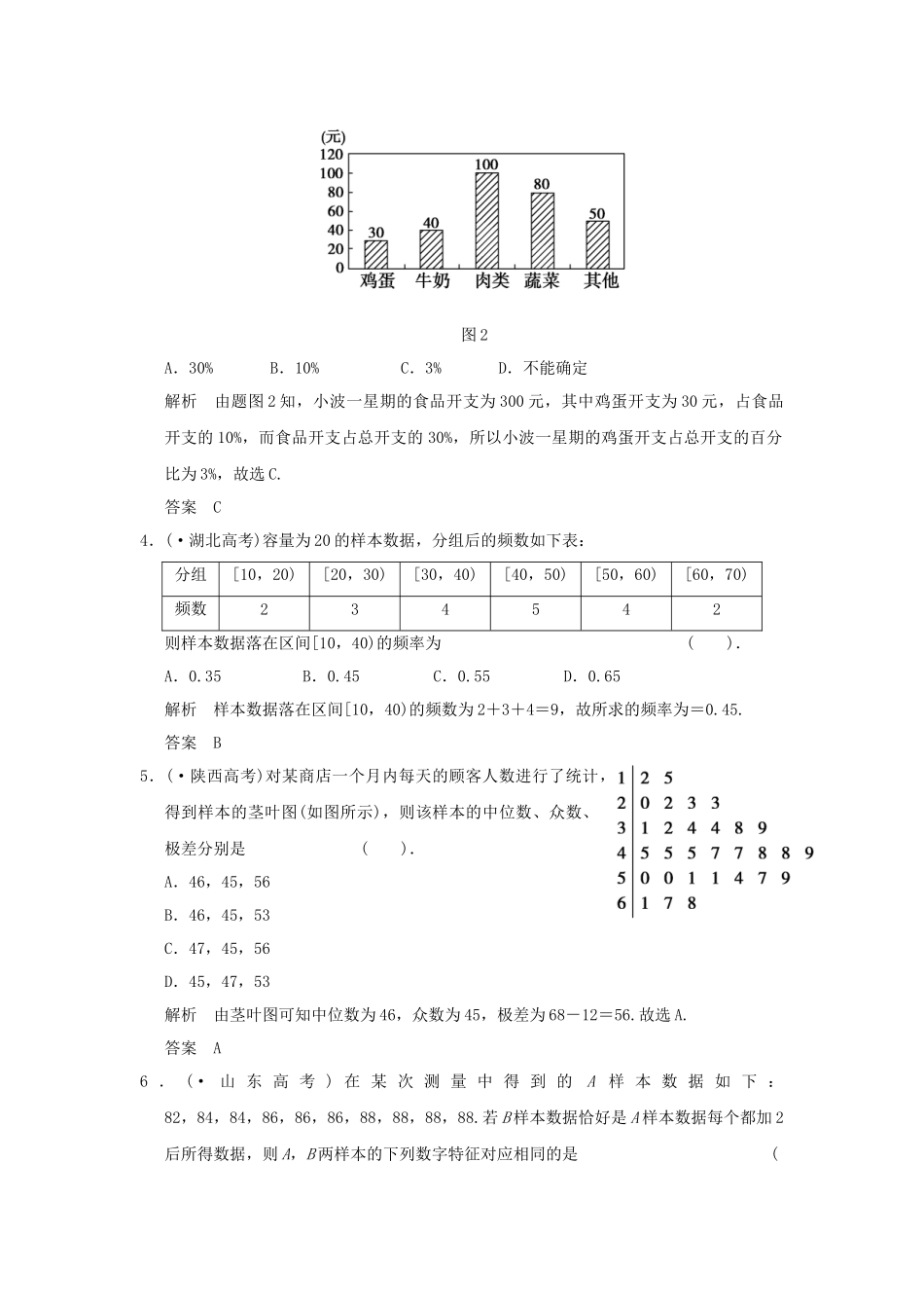 高中数 第2章统计高考真题 新人教A版必修3_第2页