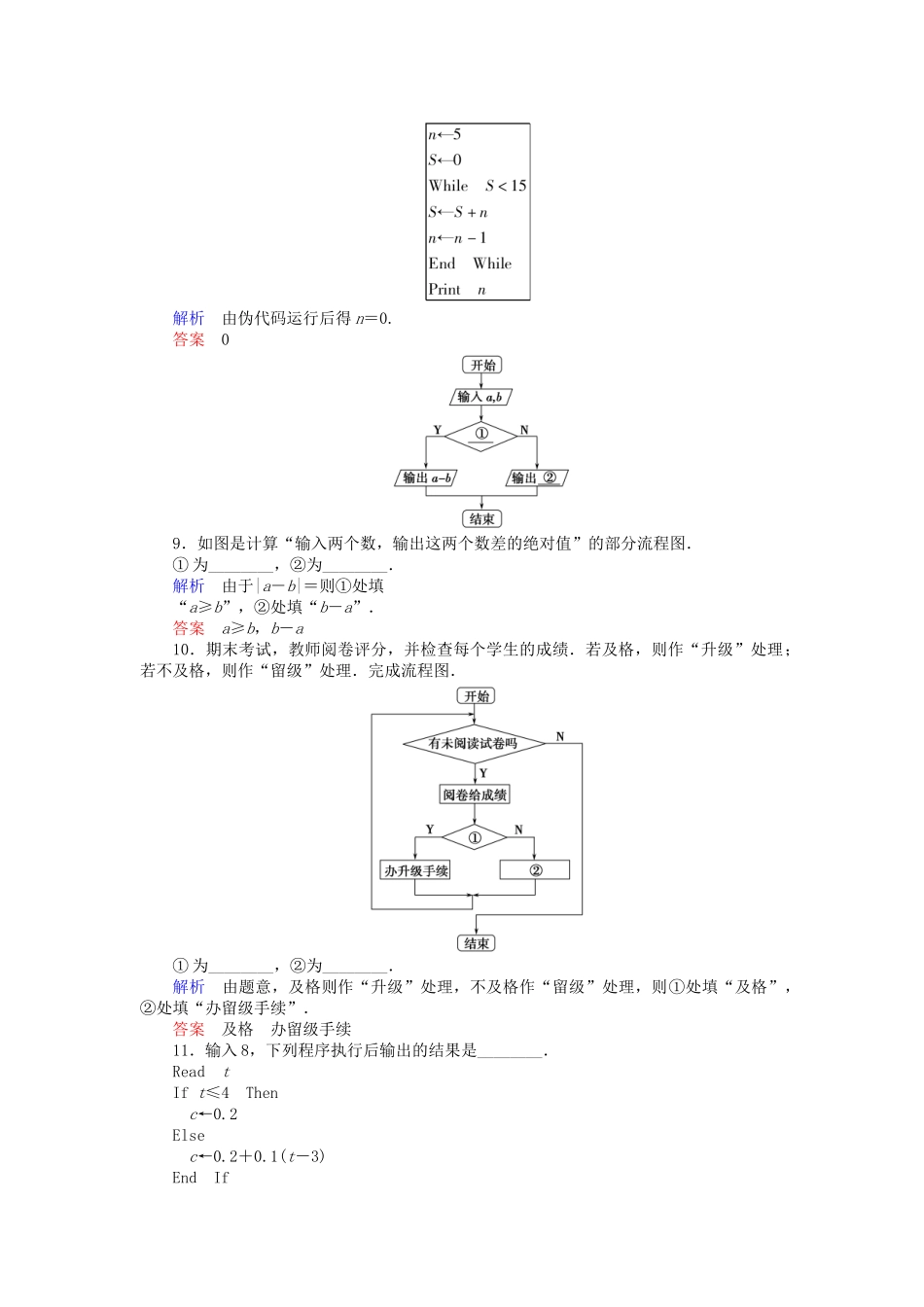 高中数 章末质量评估1试题 苏教版必修3 _第3页