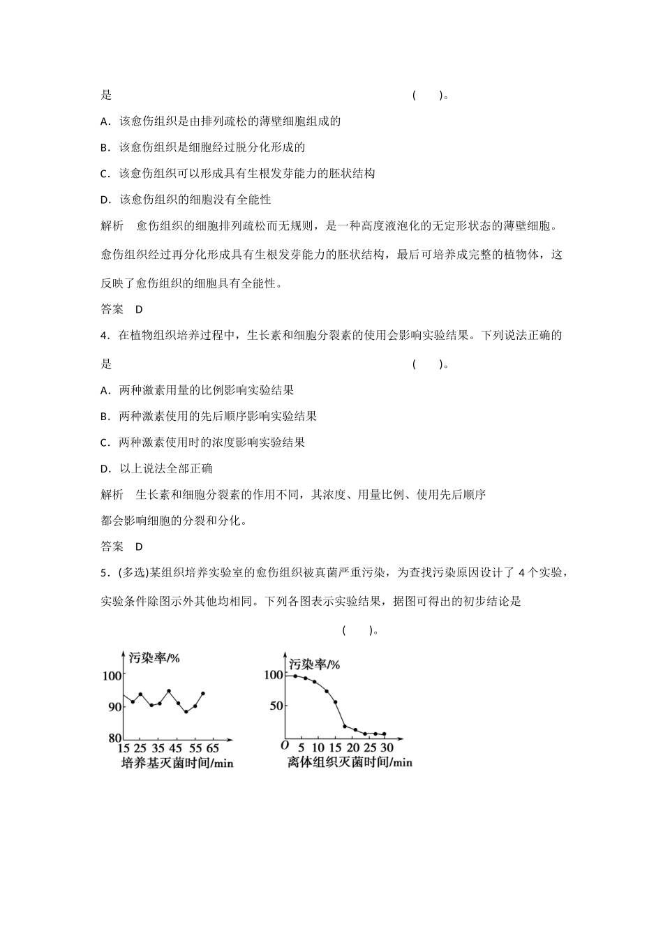 高中生物 1.2 植物组织培养技术规范训练 苏教版选修1_第2页