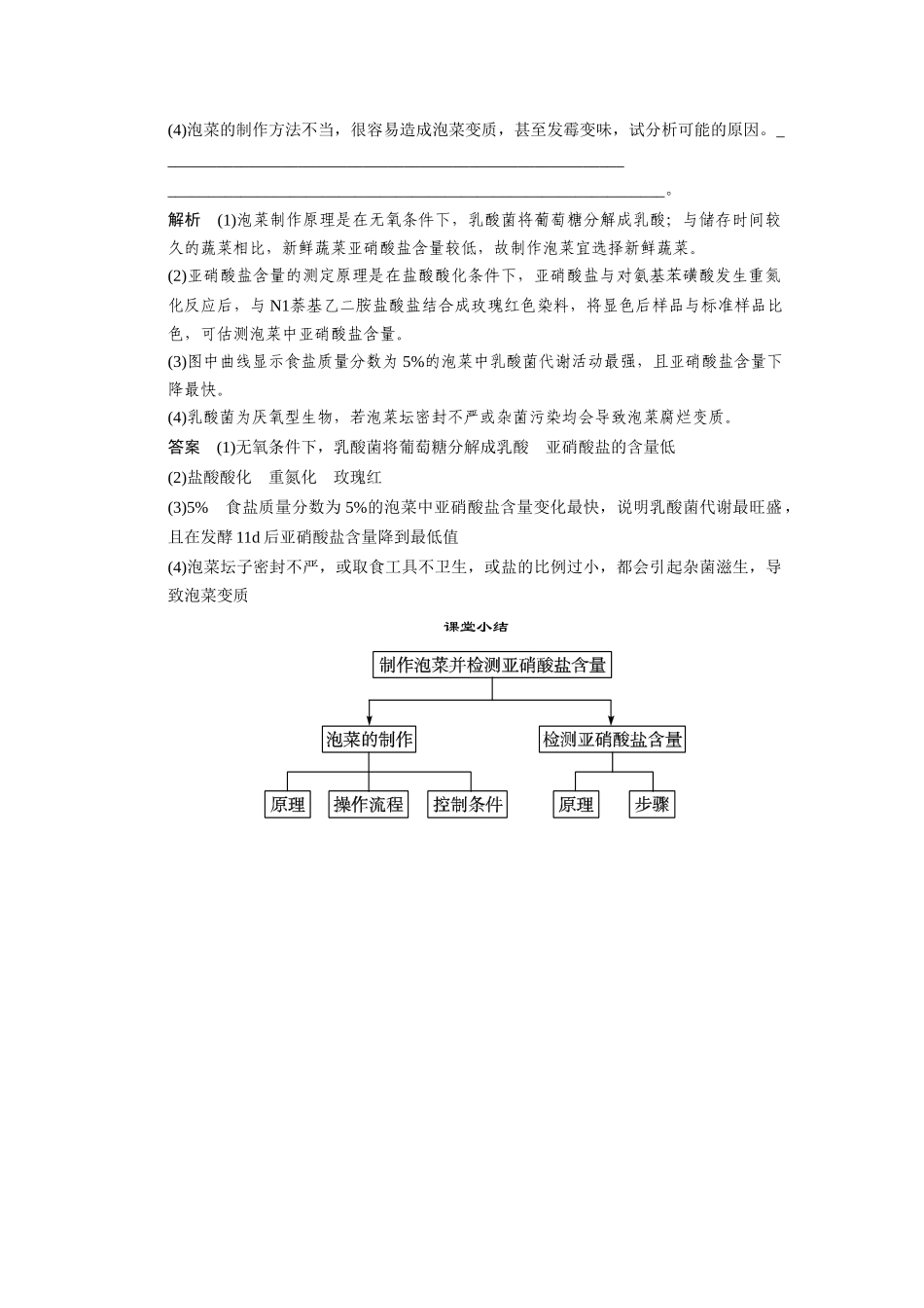 高中生物 1.3 制作泡菜并检测亚硝酸盐含量随堂达标检测 新人教版选修1_第3页