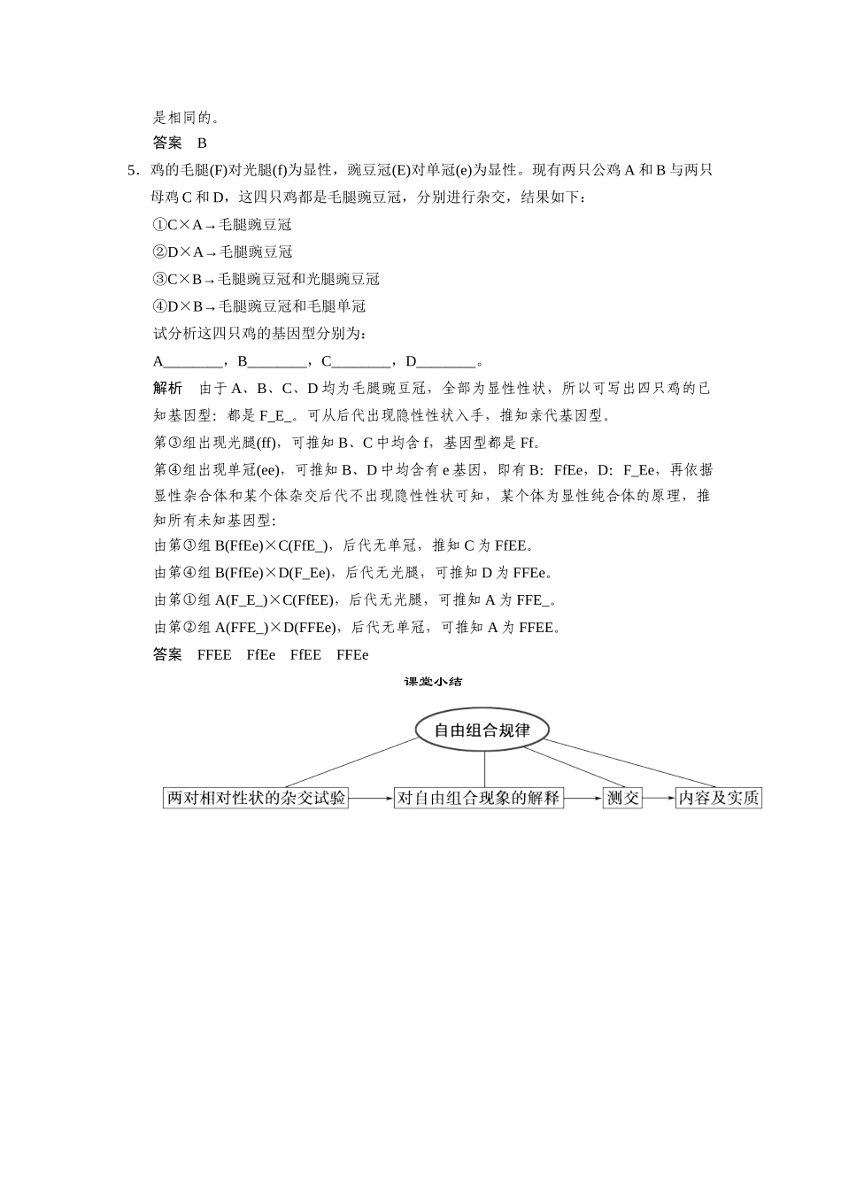 高中生物 2.2.1 自由组合规律试验随堂达标检测 中图版必修2_第2页