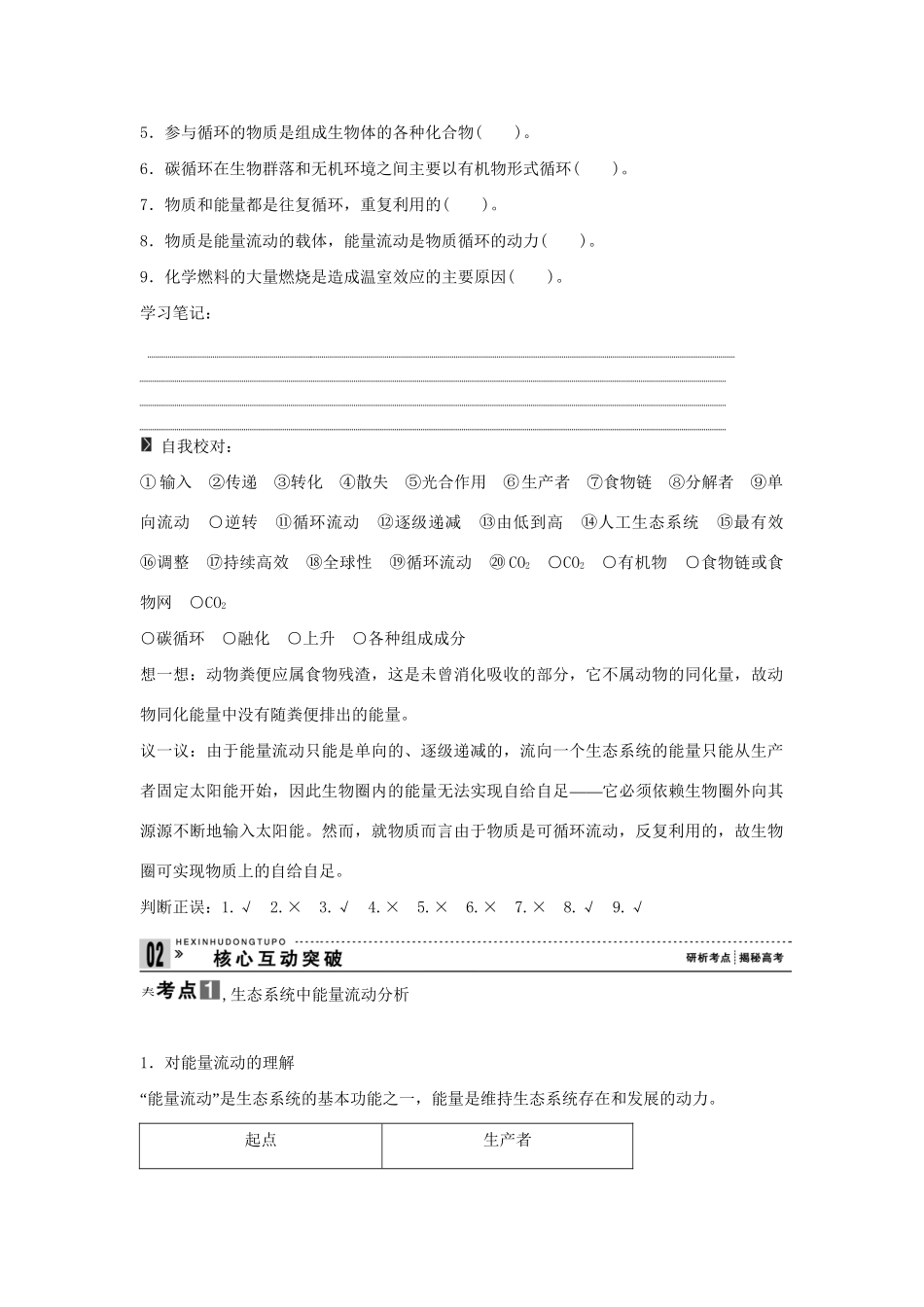 高考生物一轮复习 用书 第二单元 第4讲生态系统的功能 新人教版必修3_第3页