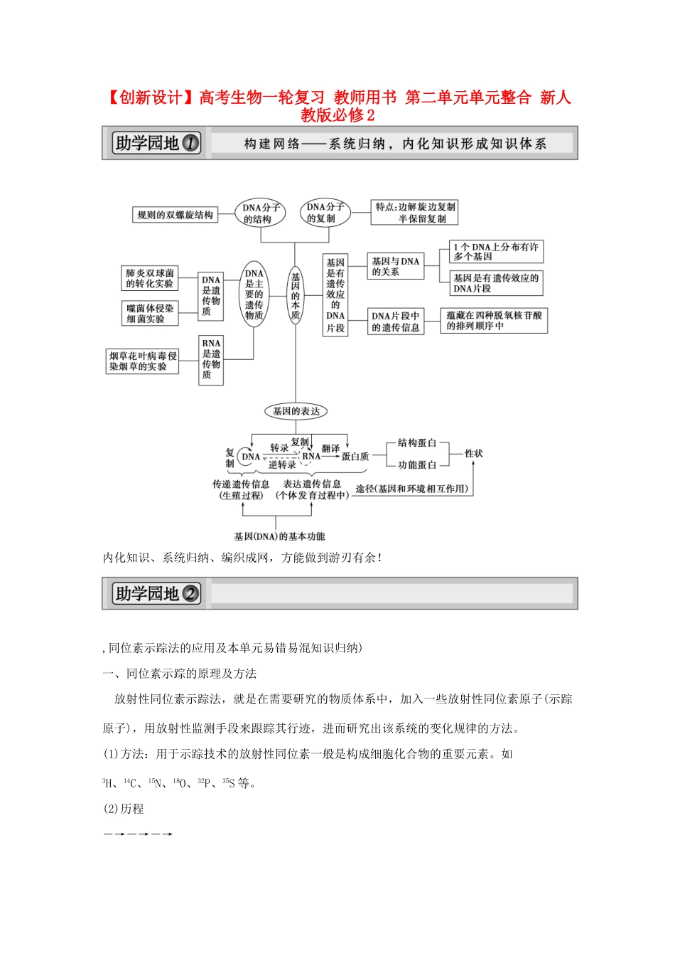 高考生物一轮复习 用书 第二单元单元整合 新人教版必修2_第1页