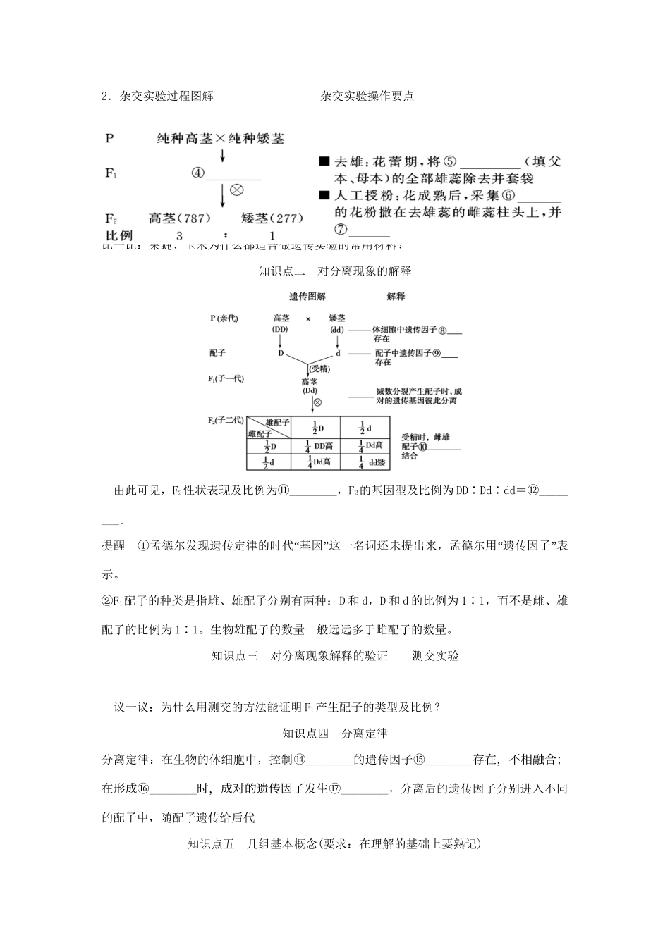高考生物一轮复习 用书 第一单元 第1讲　孟德尔的豌豆杂交实验(一) 新人教版必修2_第2页