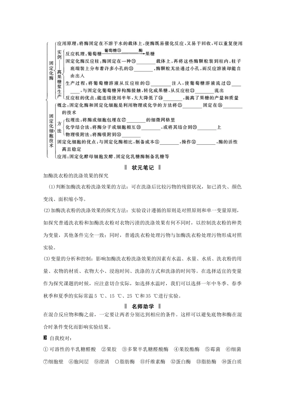高考生物一轮复习 用书 专题三酶的应用 新人教版选修1_第2页