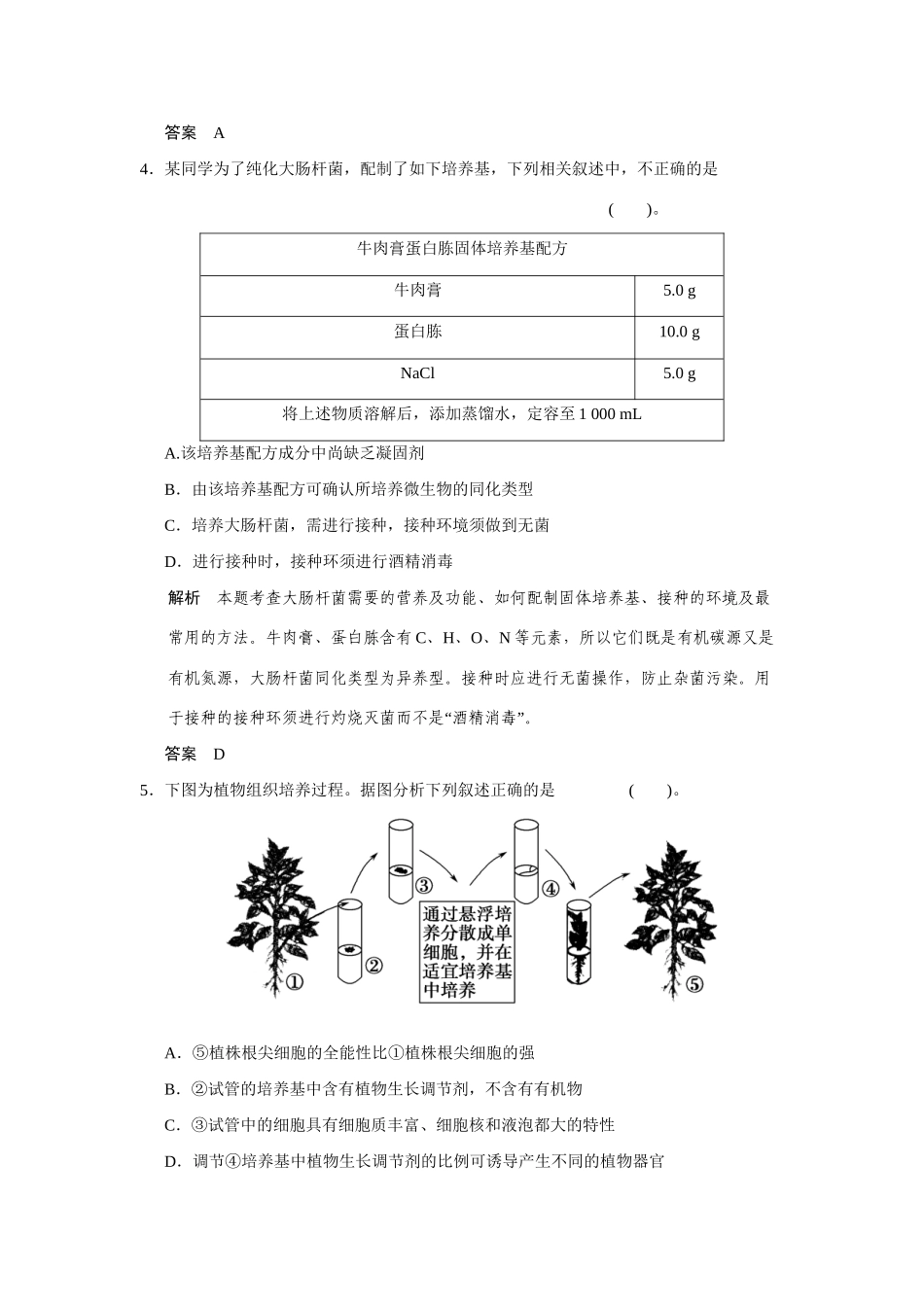 高中生物 章末检测一(A卷)苏教版选修1_第2页