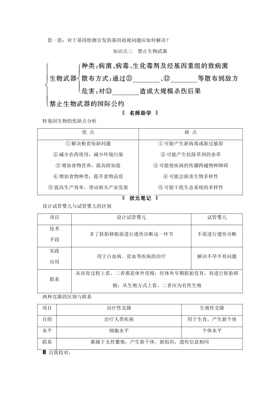 高考生物一轮复习资料 专题四 生物技术的安全性和伦理问题 新人教版选修3_第2页
