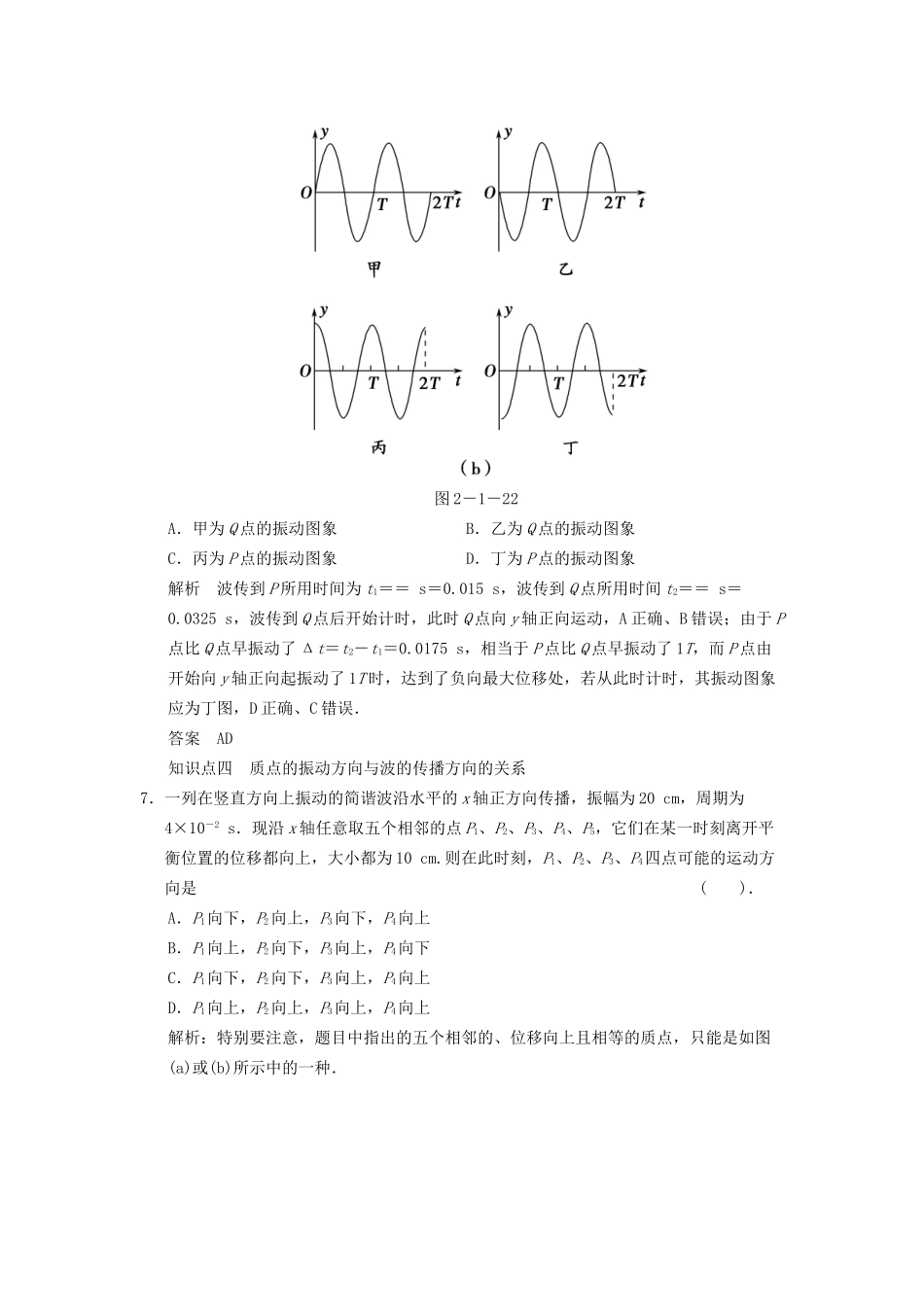 高中物理 2.1 波的形成和描述同步训练 鲁科版选修3-4_第3页