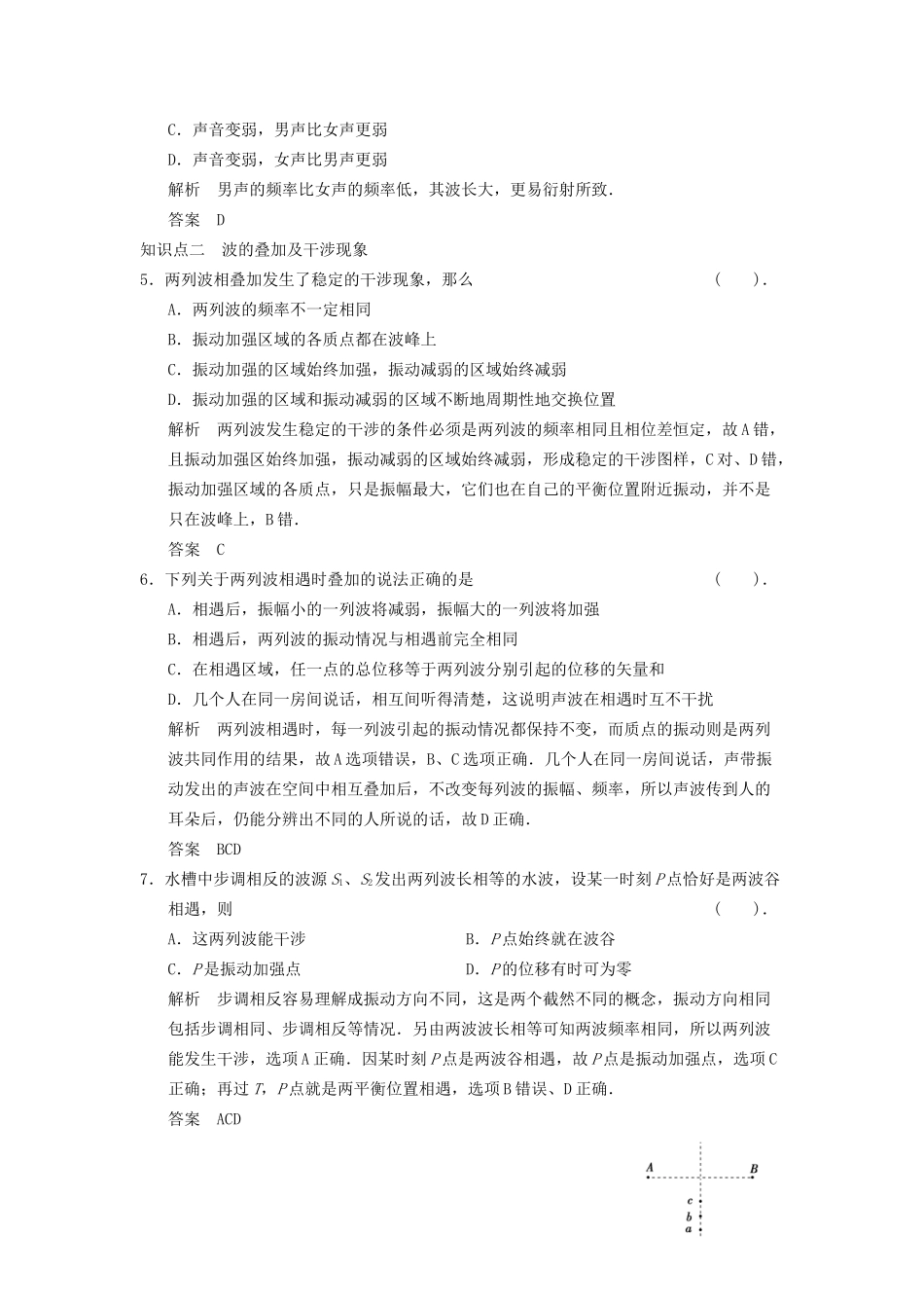 高中物理 2.3 波的干涉和衍射同步训练 鲁科版选修3-4_第2页